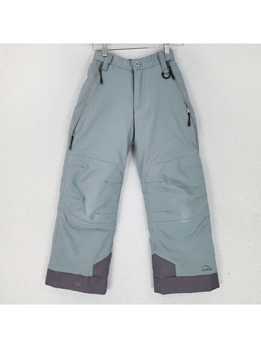 LL Bean Snow Pants Girls 8 Gray Insulated TEK Grow Cuffs Winter Ski Double Knee